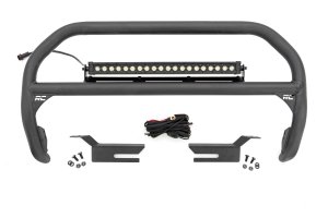 Ford Bronco Nudge Bar - Front - Rough Country - 20 Inch Single Row LED, DRL - Black - '21-'25